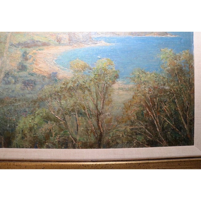 1920s Antique 1900's Original Joseph Wolinski Landscape Coast Nautical Oil Painting For Sale - Image 5 of 12