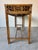 Vintage Bamboo & Leather Chinese Chippendale Fretwork Console Table With Parquet Top For Sale - Image 9 of 12