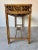 Vintage Bamboo & Leather Chinese Chippendale Fretwork Console Table With Parquet Top/Sold For Sale - Image 9 of 12