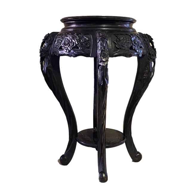 Vintage Chinoiserie Rosewood Pedestal Stand Display For Sale - Image 4 of 8