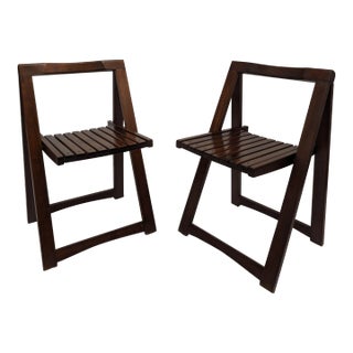 1966 Aldo Jacober Folding Chairs With Slat Seats- Set of 2 For Sale