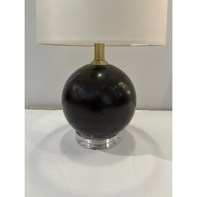 Plastic Modern Black Marble Ball Lamp Acrylic Base For Sale - Image 7 of 7