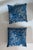three custom made cotton chenille pindler & pindler decorative pillows in beige and blue with feather inserts. Double-...