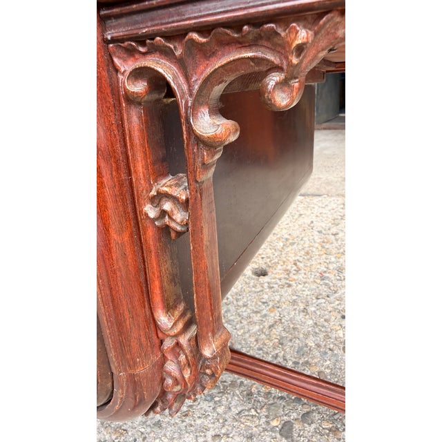 Antique Louis XV Revival Carved Mahogany Desk With Mirrored Top For Sale - Image 12 of 17