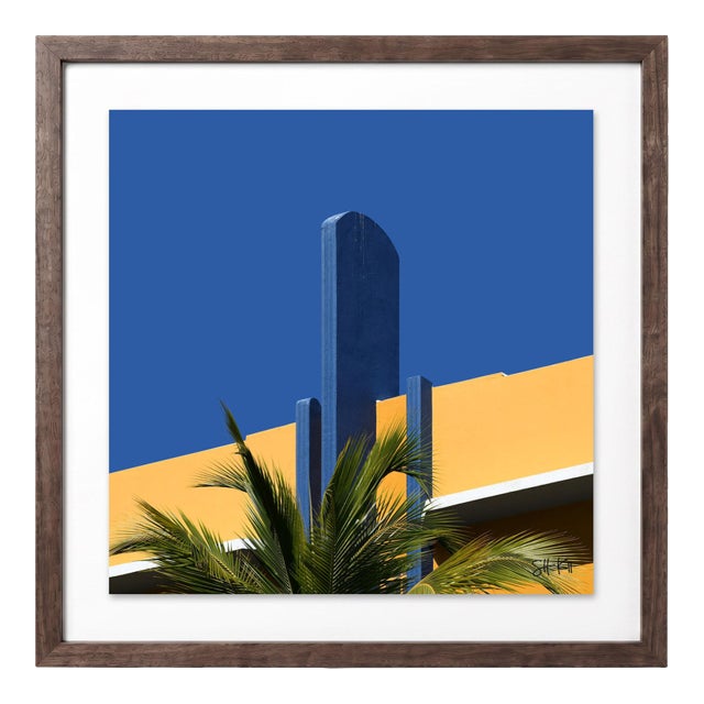 “Miami Beach 04” Giclee Archival Pigment Print 18x18 Framed in Walnut For Sale