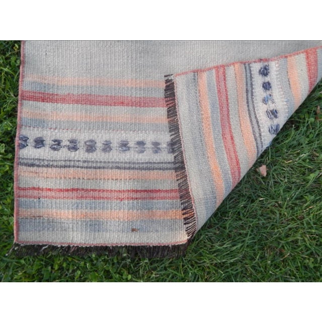 Vintage Striped Turkish Kilim Runner 2′4″ × 8′4″ For Sale - Image 12 of 13