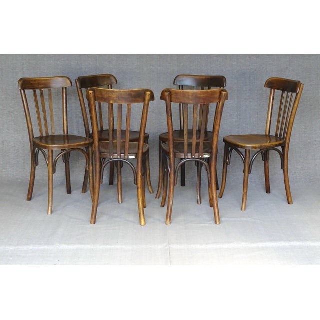 Bistro Bentwood Chairs by Fischel France, 1935, Set of 6 For Sale - Image 9 of 14