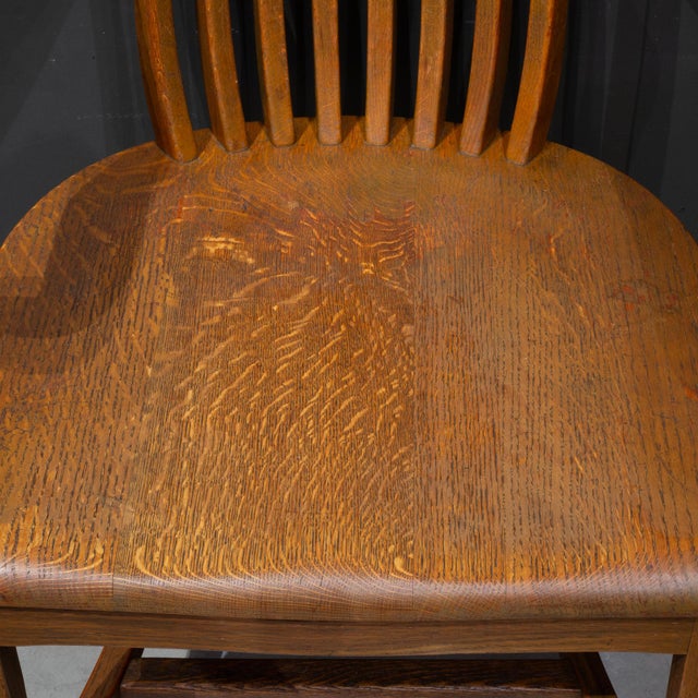 Antique Solid Quarter-Sawn Oak Banker's Chairs c.1934 For Sale In San Francisco - Image 6 of 18