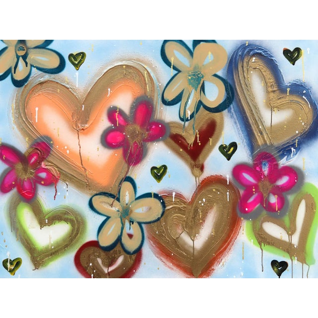 Urban Street Art Graffiti Painting Hearts Flowers "Blossoming Young Love" Original Artwork by Amber Goldhammer For Sale - Image 10 of 10