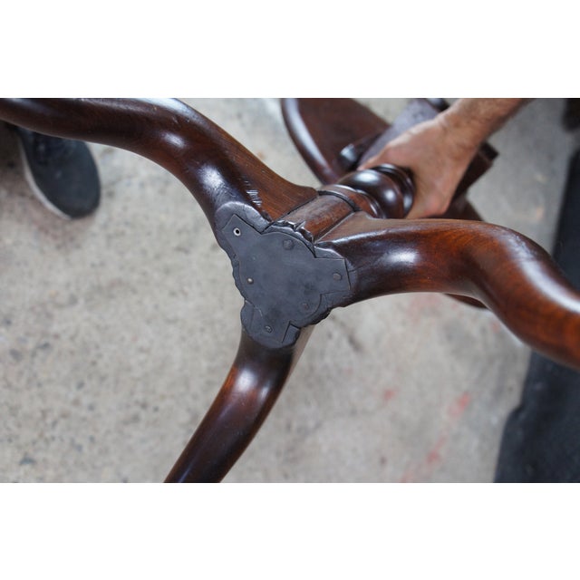 Brown Antique Queen Anne Philadelphia Mahogany Tilt Top Birdcage Candlestand Tea Table For Sale - Image 8 of 12