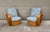 Great pair of 1950's era Paul Frankl style rattan / bamboo 5-band lounge club one-arm chairs with label: "Fookloon"...