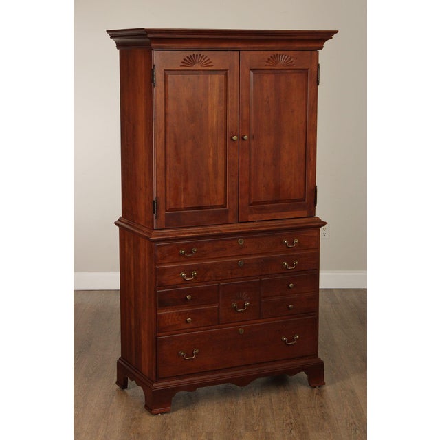High Quality American Made Cherry TV Armoire or Wardrobe with Pair of Doors Opening to Removable Shelves, Over Dovetailed...