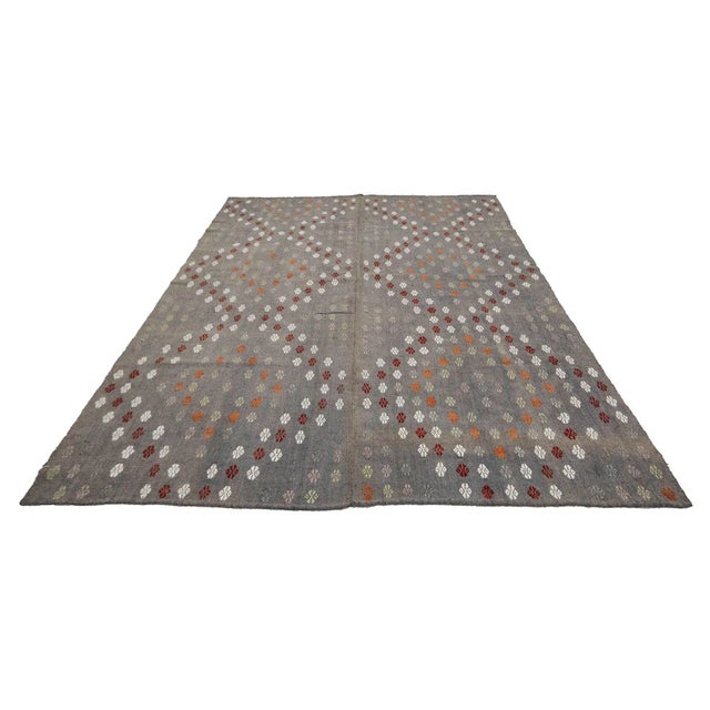 Cotton Vintage handwoven kilim rug from Adana region of Turkey. Approximately 50-60 years old. In very good condition.