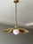 Art Deco Pure Brass Handmade Pendant Light, Brushed Brass Flower Chandelier, Milk Glass Globe Pendant Lamp, Floral Lighting Fixture For Sale - Image 3 of 9