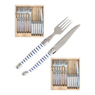 Late 20th Century Jean Dubost Laguiole Cutlery Set, Service for 12 - 24 Piece For Sale