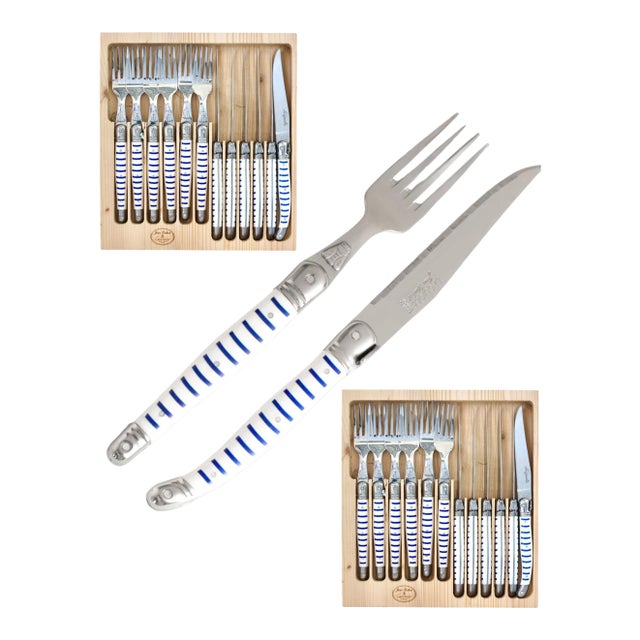 Late 20th Century Jean Dubost Laguiole Cutlery Set, Service for 12 - 24 Piece For Sale