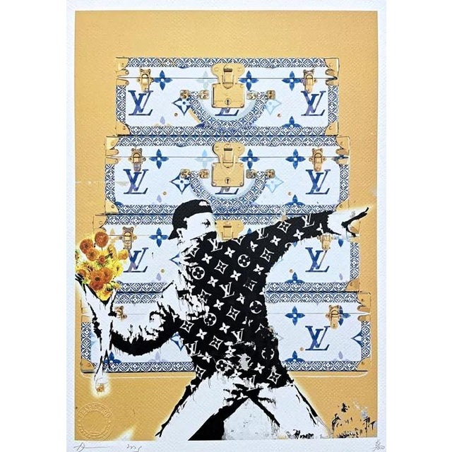 Death Nyc - Banksy Flower Thrower and Louis Vuitton - Limited Edition With Certificate For Sale