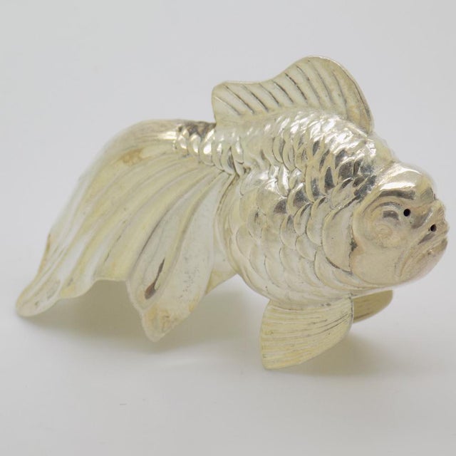 1950s Vintage Hungarian Silver Tropical Fish Shaped Salt and Pepper Shaker, 1950s For Sale - Image 5 of 17
