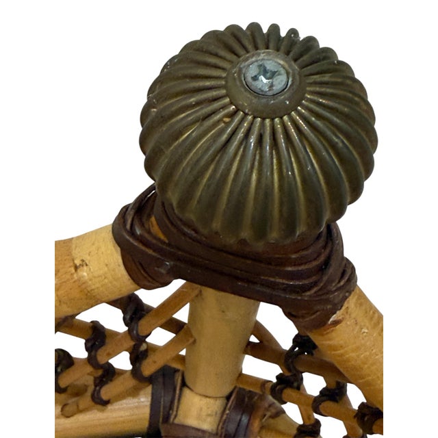 1980s Vintage Mackenzie Childs Rattan Leather Table For Sale - Image 5 of 9