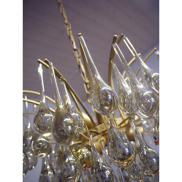Metal German Teardrop Chandelier in Murano Glass and Brass from Palwa, 1970s For Sale - Image 7 of 13
