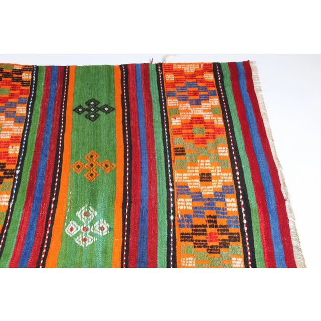 Green Vintage Floor Kilim With Green and Orange Tones -5' 3'' X 7' 11'' For Sale - Image 8 of 12