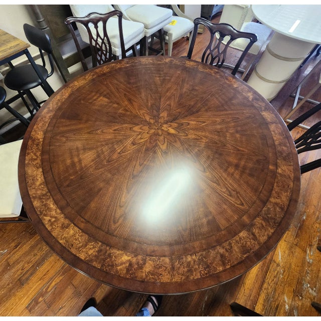 American Drew Meyers Round Dining Table 426-701r Addison Cherry Walnut 60" Attributed For Sale - Image 13 of 14