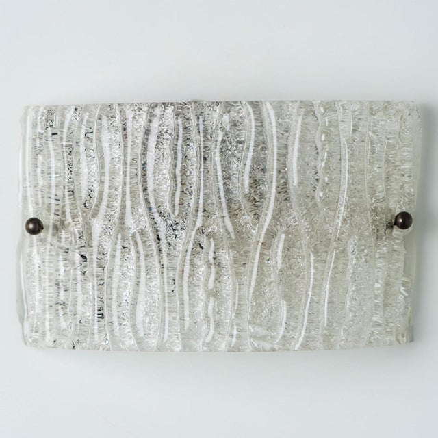 Gold Square Ribbed Glass Wall Light attributed to Kaiser Leuchten, 1960s For Sale - Image 8 of 13