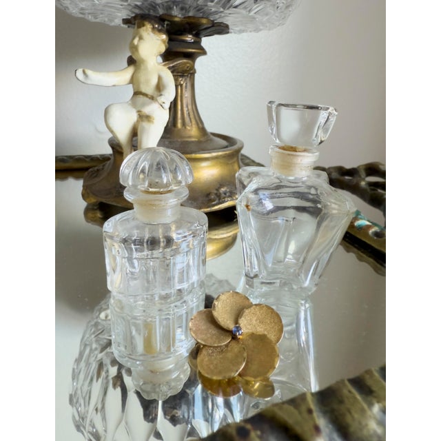 Rococo Vintage 1940s–1960s French Art Deco Glass Perfume Bottles Chanel Style Carven Set of 4 Flacons For Sale - Image 3 of 15