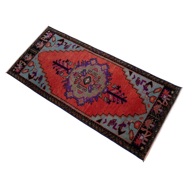 1970s Vintage Hand Knotted Small Rug For Sale - Image 11 of 14
