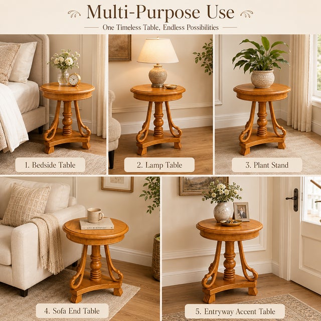 Add handcrafted elegance to your living space with this beautifully made Wooden Side Table by MOONSUN 5. This table...