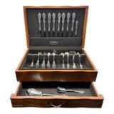 Vintage Oneida Michelangelo Heirloom Collection Hollywood Regency Style Stainless Steel Flatware - Set of 56 For Sale