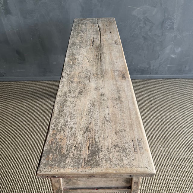 Vintage Reclaimed Elm Wood Console 55" For Sale - Image 15 of 15