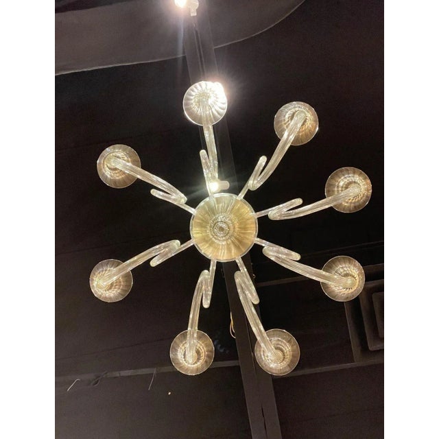 Gold Pair of Early 21st Century Gold Murano Glass Chandeliers For Sale - Image 8 of 10