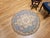 Textile Vintage Round Needlepoint Area Rug, Handwoven Wool, Floral Pattern, Blue & Ivory, 4x4 For Sale - Image 7 of 9