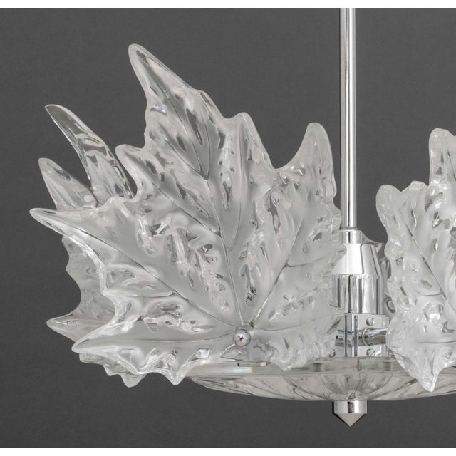 Metal Lalique Crystal "Champs-Elysees" Two-Tier Chandelier For Sale - Image 7 of 13