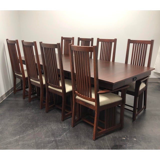 Le Meuble Villageois Mission Oak Dining Set Table + 8 Chairs Chairish