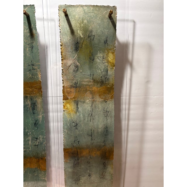 Michelle Youell Original Mixed-Media Abstract Triptych Panel Paintings in Acrylic Float Frames-3 Panels For Sale - Image 4 of 5