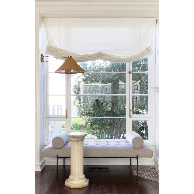 1970s Mid Century Modern Mohair Bronze Bench With Bolsters For Sale - Image 4 of 4