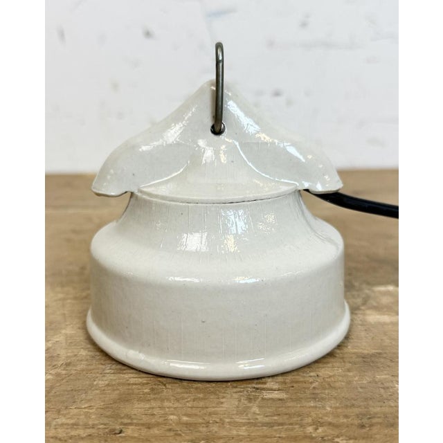Vintage White Porcelain Pendant Light, 1970s For Sale - Image 9 of 15