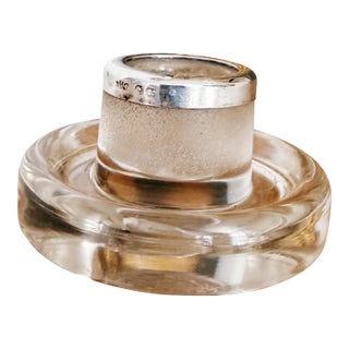 1907 English Sterling Silver and Glass Match Striker For Sale