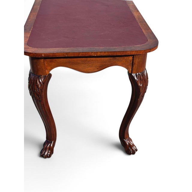 19th Century American Walnut Center/Desk/Parlor Table/New Reddish Brown Leather. For Sale - Image 15 of 18