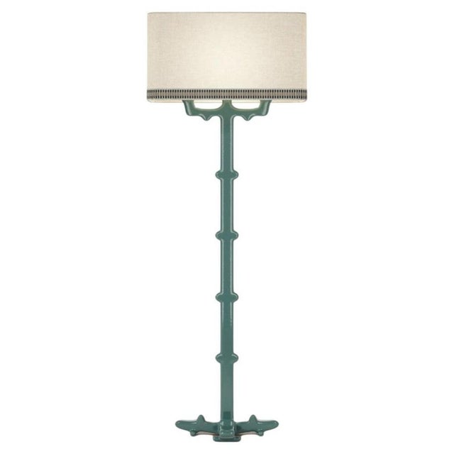 Alba Floor Lamp in Ceramic and Linen with Samuel & Sons Trimming by Popus Editions For Sale - Image 9 of 9