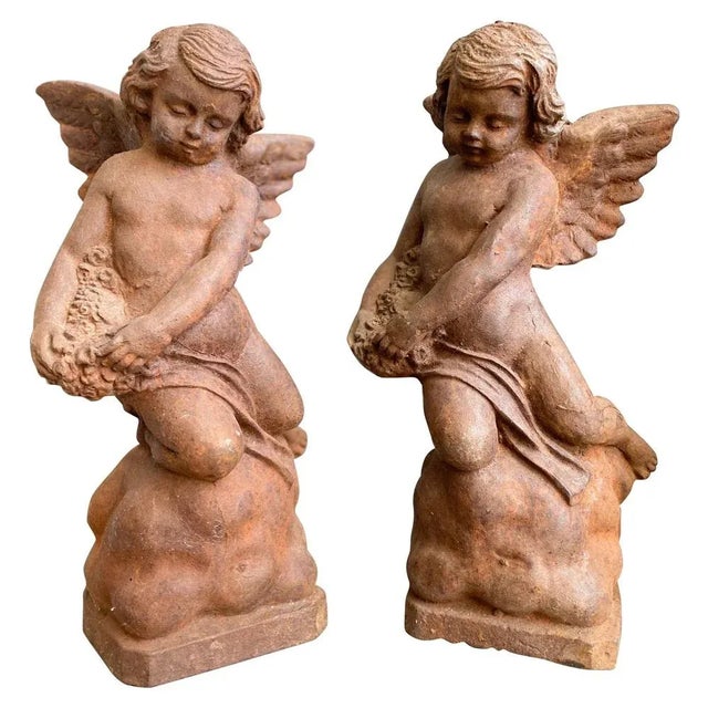 Vintage Putti Figures in Cast Iron, 1920, Set of 2 For Sale - Image 13 of 13