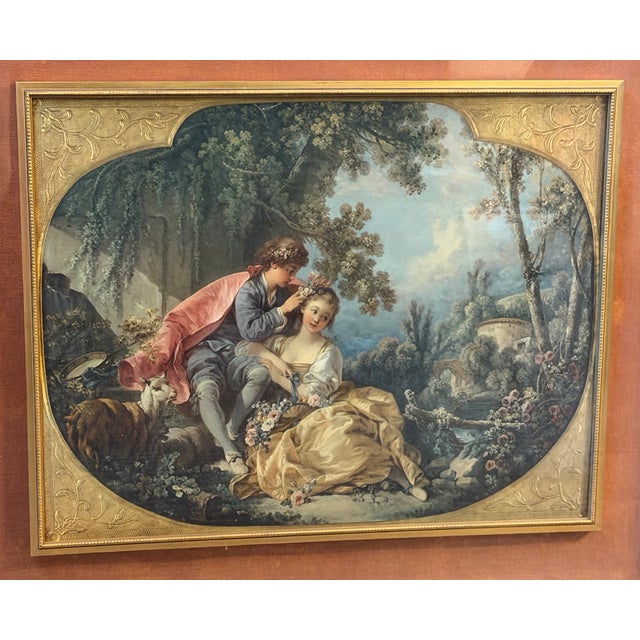 Vintage François Boucher “Spring” Print in Ornate Gilt Wood Frame For Sale - Image 9 of 13