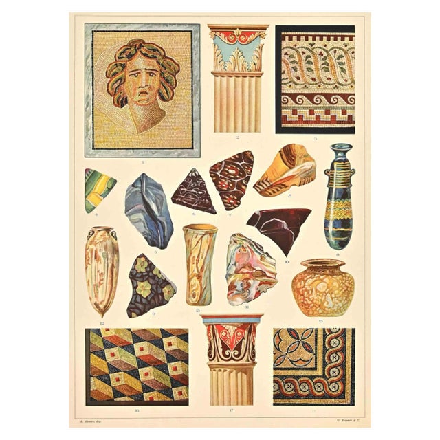 A. Alessio, Decorative Motifs, Roman, Chromolithograph, Early 20th Century For Sale