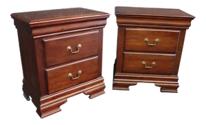Chippendale Style Heirloom Traditions Mahogany Nightstands - a Pair