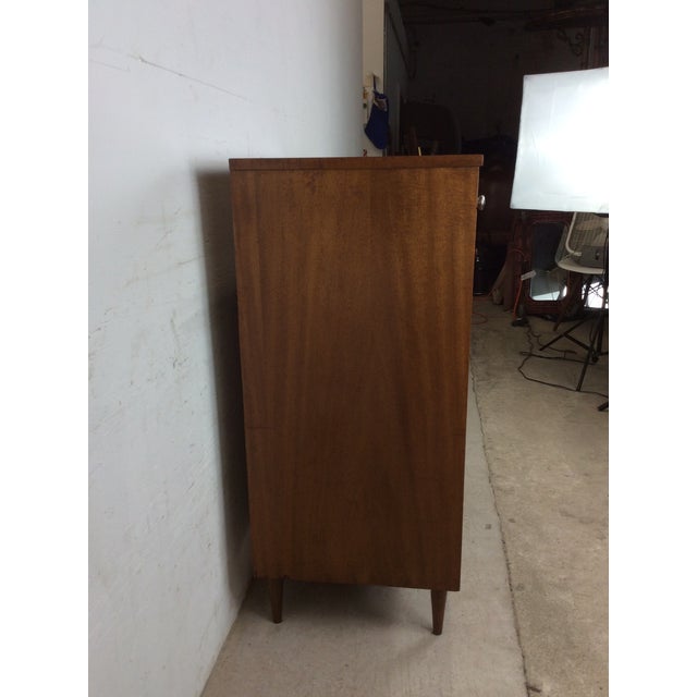 1960s Mid Century Modern Four Drawer Highboy Dresser With Chrome Hardware For Sale - Image 5 of 14
