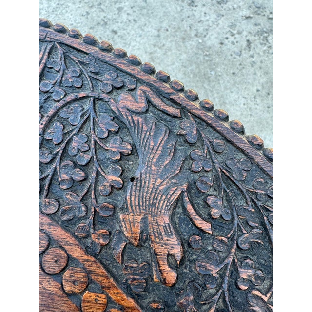 Late 19th Century Antique Burmese Round Hand-Carved Side Table For Sale - Image 5 of 12