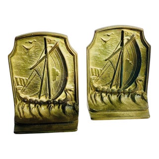 Antique Art Deco Nautical Cast Iron Bookends, Hubley Era- a Pair For Sale