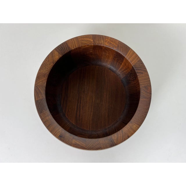 Vintage staved teak large salad bowl design by Jens Quistgaard for Dansk. Stamped "Dansk International Design LTD Thailand...